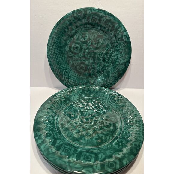 Set of 4 Southern Living Melamine Plates Green Exclusively Dillard's NEW - Picture 1 of 6